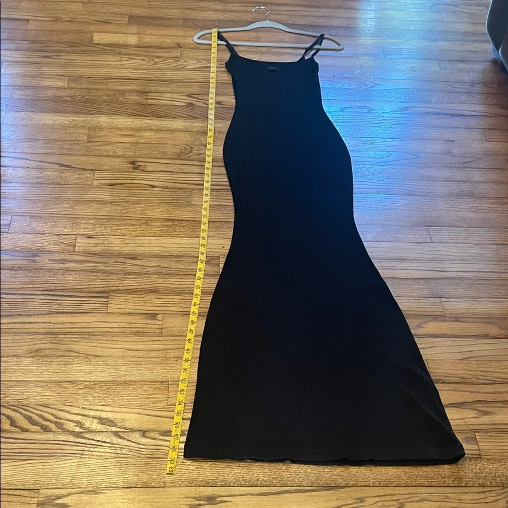SKIMS Ribbed Black Maxi Slip Dress with Adjustable Thin Straps SzM - Picture 6 of 8